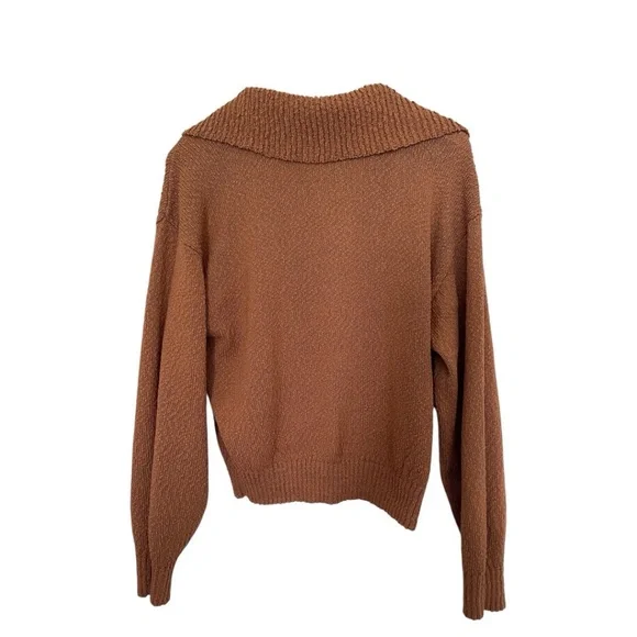 Anthropologie * Maeve V- neck Polo Pullover Sweater. Color: Honey. Size: Large - Picture 2 of 4
